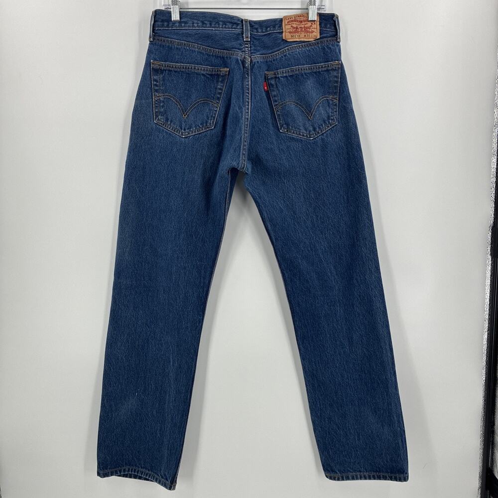 Vintage Levis 501xx 35x36 Blue Denim Dark Wash Button Fly Y2K (Fits 31x32)